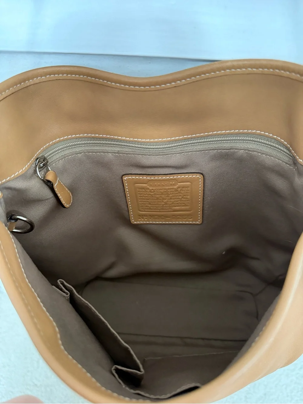 Vintage Coach Hamptons British Tan Leather Clip Hobo Shoulder Bag Style 7778 - Picture 7 of 9